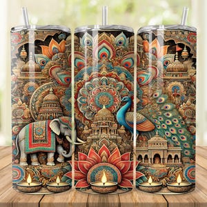 Indian Tumbler Wrap: Cultural Design PNG (Digital Download)
