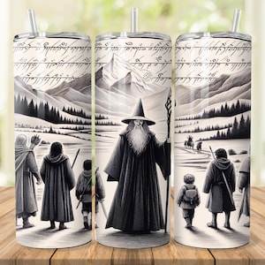 Fantasy Fellowship Tumbler Wrap: 20oz 30oz Skinny Tumbler Design (Digital Download)