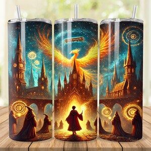 Phoenix Tumbler Wrap: Magic Wizard School Design (Digital Download)