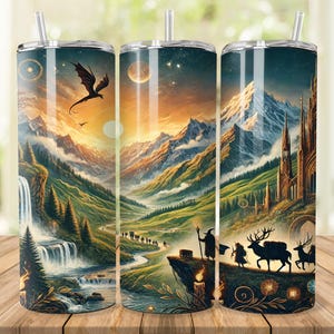 Fantasy World Tumbler Wrap: RPG Dragon Design (Digital Download)