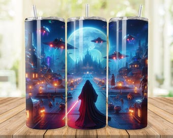 Sci-Fi Tumbler Wrap: Battle of Stars Design 20oz Tumbler Sublimation (Digital Download)