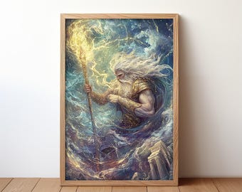 Zeus God of Thunder Art Print: Greek Mythology Poster (Digital Download)