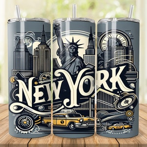 New York City Tumbler Wrap: 20oz 30oz Skinny Tumbler Design (Digital Download)