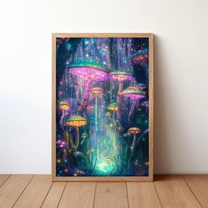 Magical Mushroom Forest Art Print: Colorful Wall Decor (Digital Download)