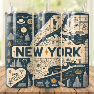 New York City Tumbler Wrap: 20oz 30oz Skinny Tumbler Design (Digital Download)