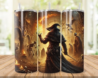 Wizard Fireball Tumbler Wrap: Dungeon Sublimation Design (Digital Download)