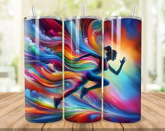 Running Girl Tumbler Wrap: Sport Design PNG 20oz Tumbler Sublimation (Digital Download)