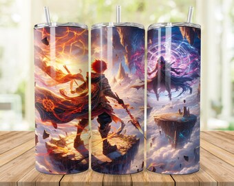 Diseño de vaso térmico con estampado de manga de demonios y ángeles: 20 oz y 30 oz, diseño delgado (descarga digital).