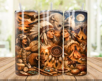 Boho Indian Tumbler Wrap: 20oz 30oz Skinny Tumbler PNG (Digital Download)