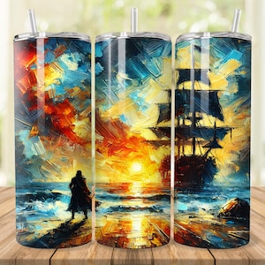 Pirate Ship Tumbler Wrap: 20oz 30oz Skinny Design (Digital Download)