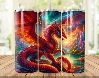 Red Dragon Tumbler Wrap: Fantasy Tumbler Design (Digital Download)