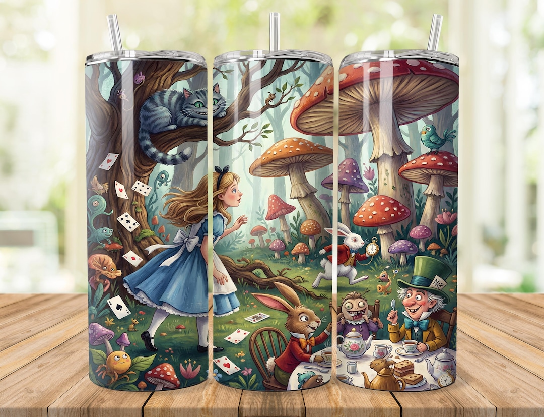 Alice in Wonderland Tumbler Wrap Mad Hatter Design 20oz Tumbler