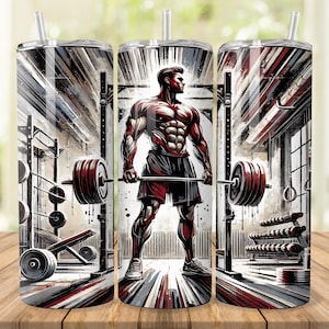 Gym Tumbler Wrap: Workout Sublimation Design (Digital Download)