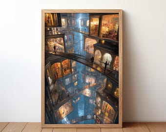 Póster surrealista de museo: Arte mural bohemio y colorido (Descarga digital)