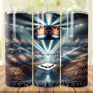 Wrestling Tumbler Wrap: 20oz 30oz Skinny Tumbler Sublimation Design (Digital Download)