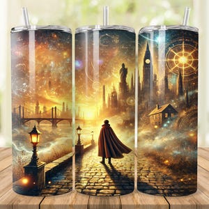 Magic World Tumbler Wrap, 20 oz 30 oz Skinny Tumbler Wrap PNG, Wizard Tumbler Design, Straight Tapered, Wizard in New York, Digital Download