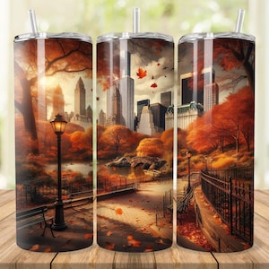 Fall in Central Park Tumbler Wrap: 20oz 30oz Skinny Tumbler (Digital Download)