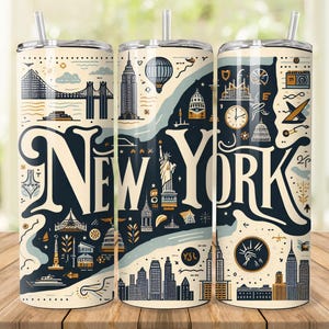 New York City Tumbler Wrap: 20oz 30oz Skinny Tumbler Design (Digital Download)