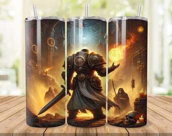 Paladin Fireball Tumbler Wrap: Dungeon Sublimation Design (Digital Download)