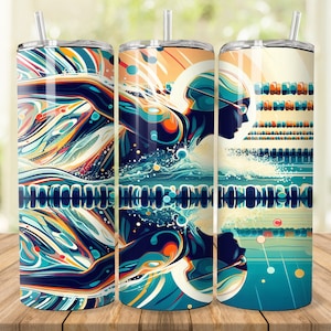 Swimming Tumbler Wrap: Abstract Swimmer Design (20oz 30oz PNG Digital Download)