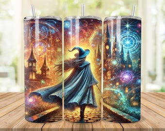 Witch Tumbler Wrap: Magic World Design 20oz Tumbler Sublimation (Digital Download)