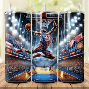 Basketball Tumbler Wrap: 20oz 30oz Skinny Tumbler Design (Digital Download)