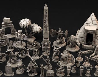 Miniatures STL Files for 3D Printing - Fantasy Tabletop Set 32 mm Presupported - Buried Tomb by Loot Studios
