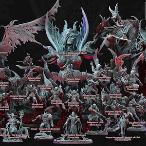 STL-bestanden voor miniaturen om te 3D-printen - Fantasy-bordspelset 32 mm met voorgefabriceerde ondersteuning - Bloodright Red Reign van Archvillain Games