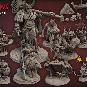 Miniatures STL Files for 3D Printing - Fantasy Tabletop Set 32 ​​mm Presupported - Barbarians by Titan Forge