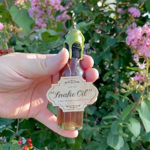 Snake Oil Shimmering Olive Green/Gold Potion Cosplay Accessory + Decor Sensory Small Bottle With Belt Loop