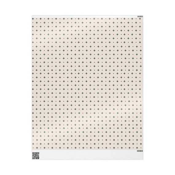 Cream and Dark Green Simple Patterned Christmas Wrapping Paper 