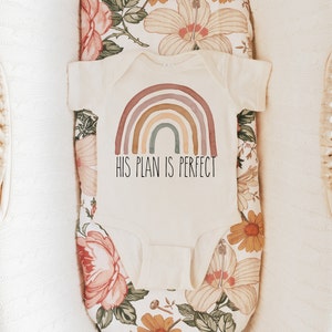 Watercolor His Plan is perfect Natural Baby Bodysuit