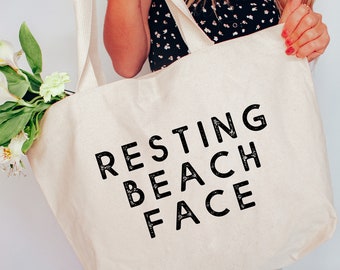 Resting Beach Face Tote Bag