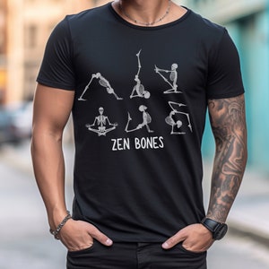 Zen Bones Yoga Halloween T-Shirt, Yoga Shirt, Skelette Doing Yoga Tshirt, Knochen Tshirt, Halloween T-Shirt, Yoga Halloween Shirt
