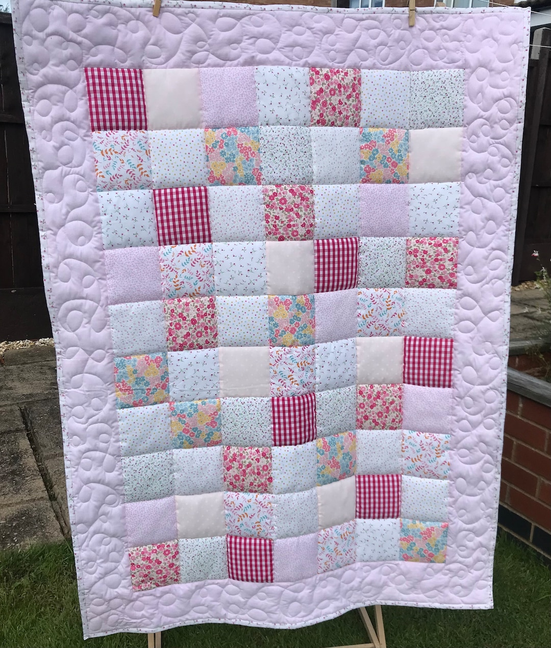 Handmade Patchwork Baby Quilt Cot Bed Size Etsy