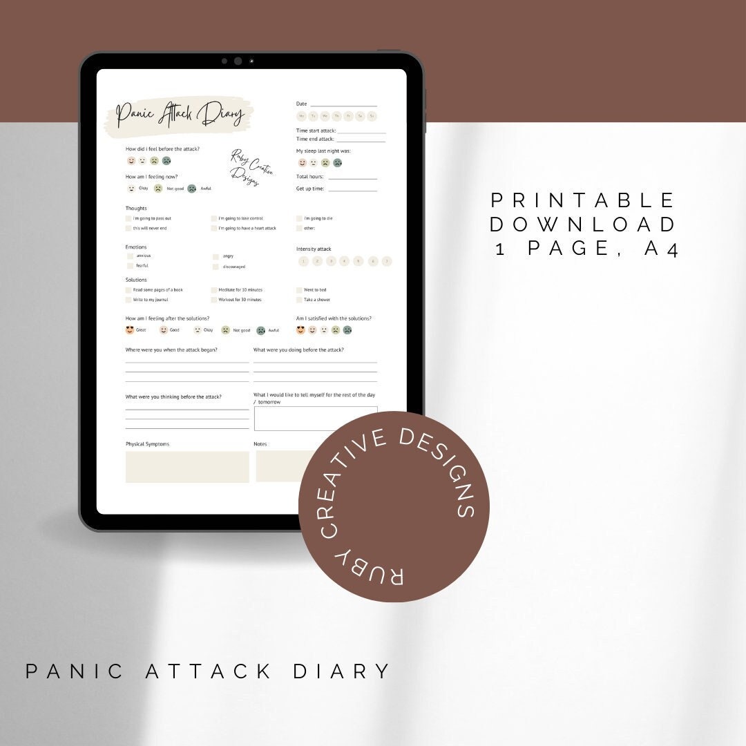 Panic Attack Diary Printable Panic Attack Journal Digital - Etsy