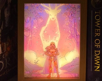 Aelin Fireheart | Aelin Galathynius | TOG Series | Officially SJM Licensed Dreambox | Light-Up LED Painting | Wall Art Wooden Frame Lamp