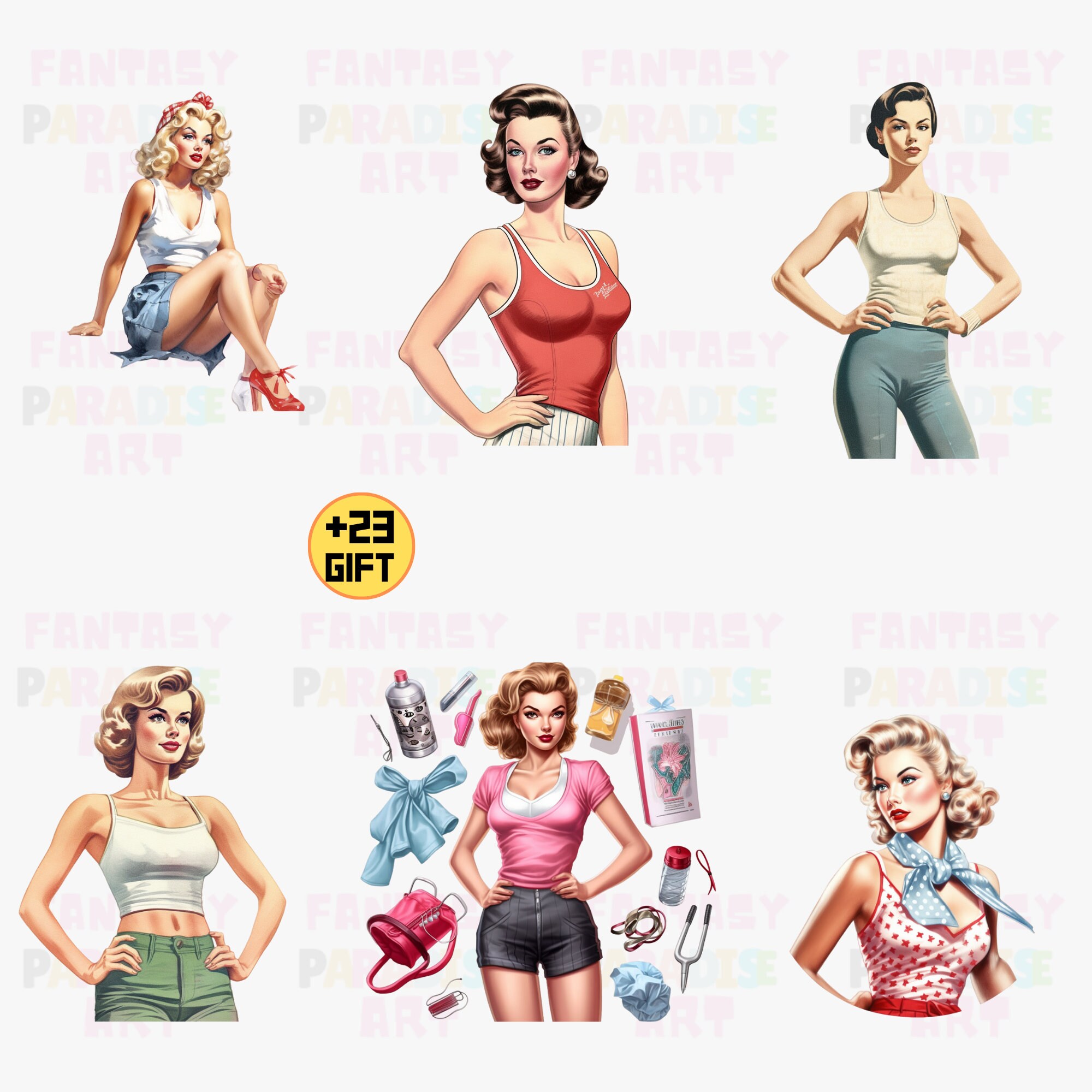 Fitness Vintage Girl Clipart Png Sports Clothes Clipart Etsy