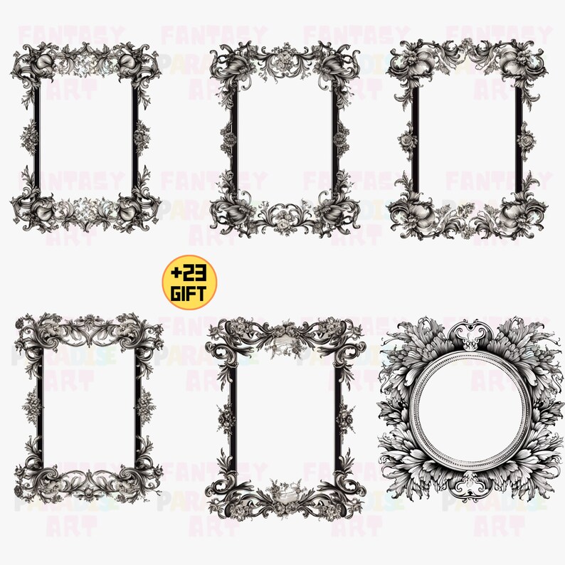 Old Frame Png Svg Gold Frames Clipart Gold Flowers Wreath Etsy