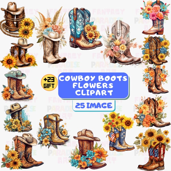 Cowboy Boots Clipart Bundle, Western PNG, Western Clipart, Sublimation, Cowboy Boots, Western Boots Clipart, Wild West Clipart, Father's Day