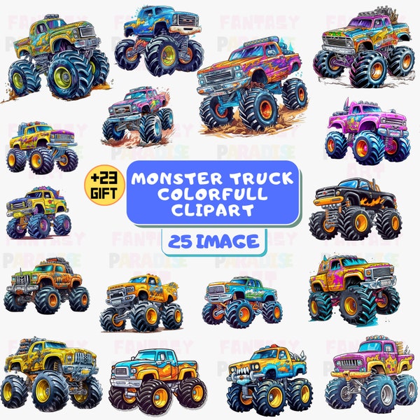 Monster Truck PNG, Watercolor Monster Truck Clipart,  Monstertruck PNG, Racing Clipart, Offroad Clipart, Big Truck, Monster Trucks Png