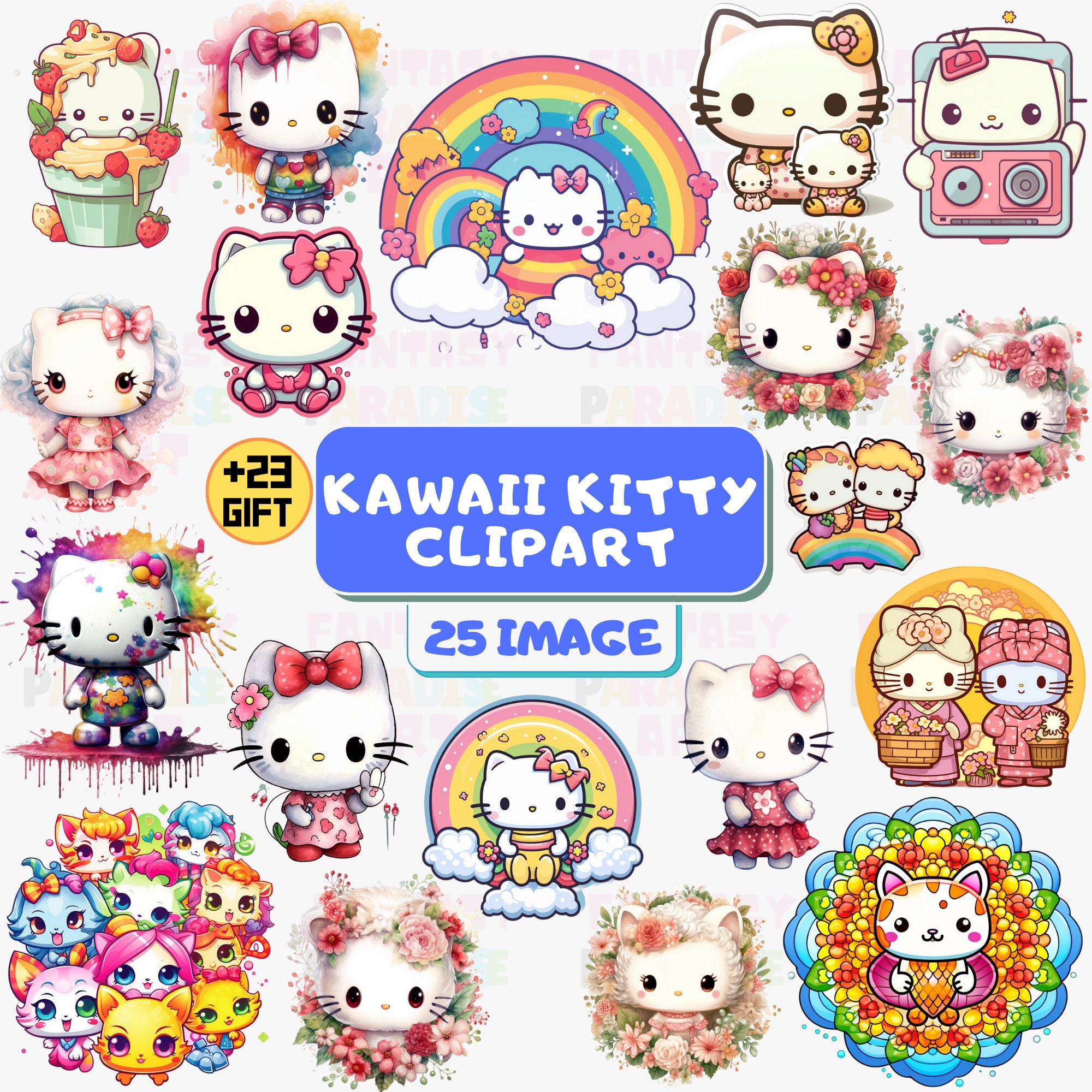 Kawaii Kitty Clipart, Kawaii Svg Bundle, Cute Cat Svg, Kitty Svg ...