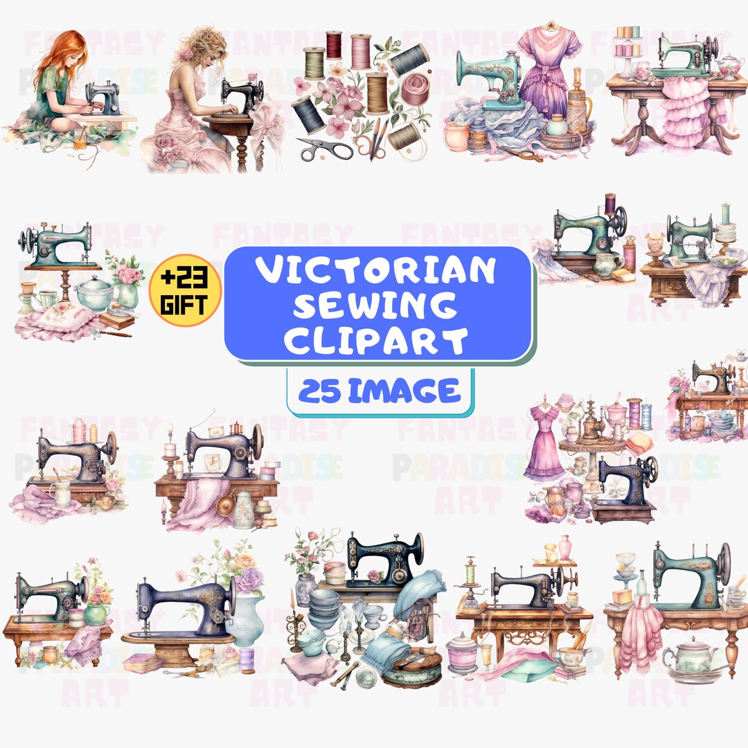 Watercolor Sewing Clipart Sewing Machines Clipart Junk - Etsy