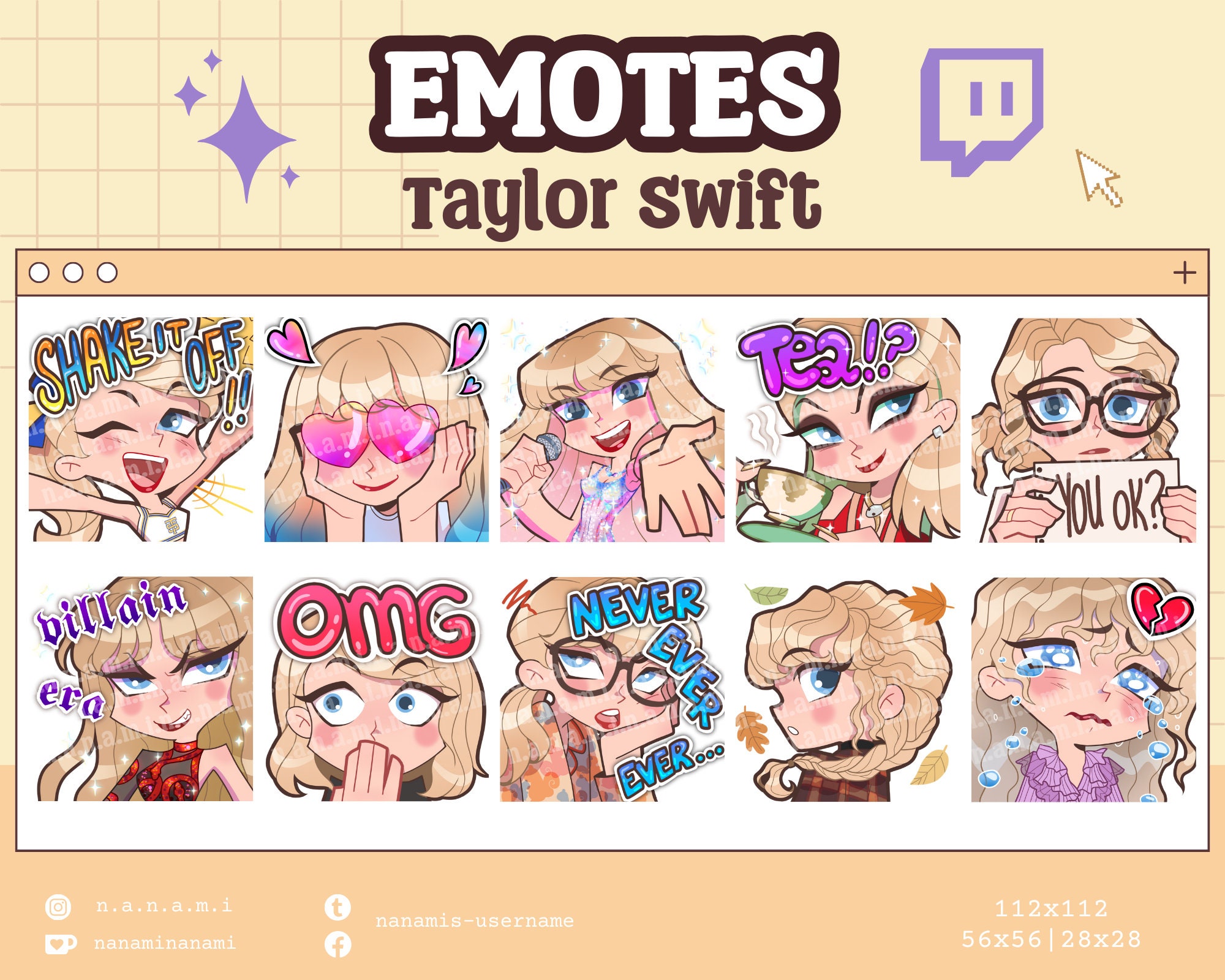 POP STAR EMOTES - Cute Emote Pack for Streaming, Messaging | Twitch ...