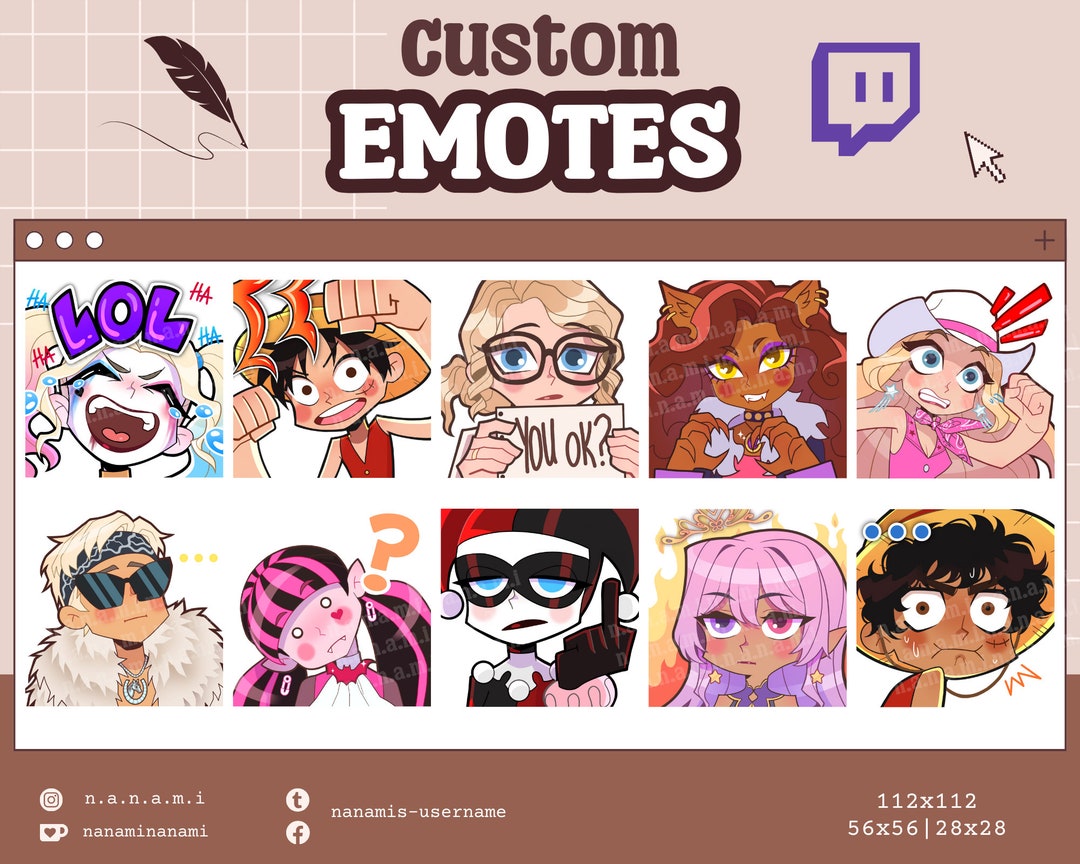 CUSTOM EMOTES - Custom Emote/emote Set for Streaming, Messaging ...