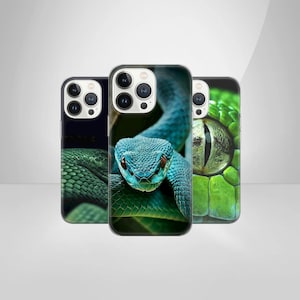 Custodia per telefono Snake Cover serpente verde per iPhone 15Pro, 14, 13, 12, 11, Google Pixel 8, 7A, 6A, Samsung Galaxy S24Ultra, S23fe, S22, A54, A34 immagine 1