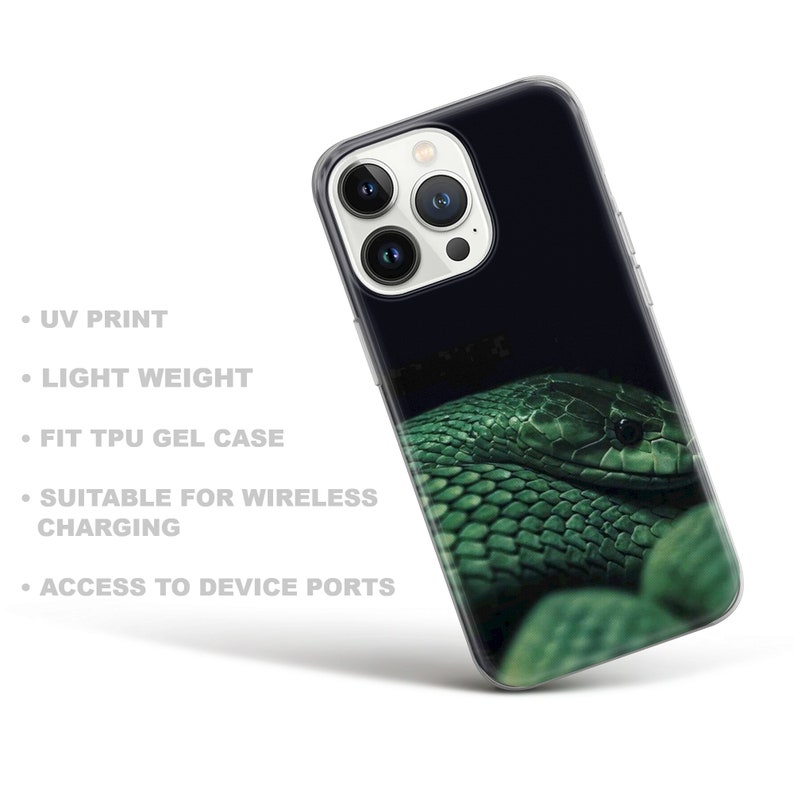 Custodia per telefono Snake Cover serpente verde per iPhone 15Pro, 14, 13, 12, 11, Google Pixel 8, 7A, 6A, Samsung Galaxy S24Ultra, S23fe, S22, A54, A34 immagine 6