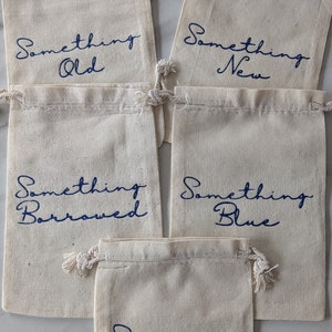 Something Old, New, Borrowed and Blue & a Sixpence In Your Shoe pouches | Set of 5 | Wedding Gifts | Bride Traditions | Bride Gifts