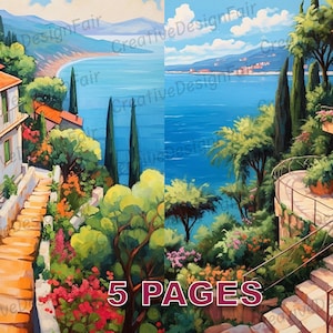 Villa italiana Italia viaggio cartolina Ephemera Junk Journal carta acquerello vittoriano licenza commerciale stampabile Download digitale A750