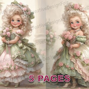 Rococo Princess Victorian Postcard Ephemera Junk Journal Vintage Watercolor Elements Commercial License Printable Instant Download Card A747